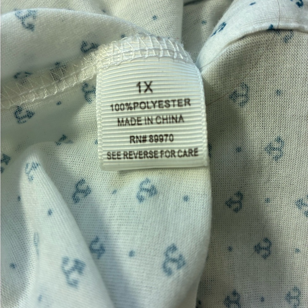 Eden & Olivia White Button-Down Shirt with Blue Anchor Print - Picture 9 of 9